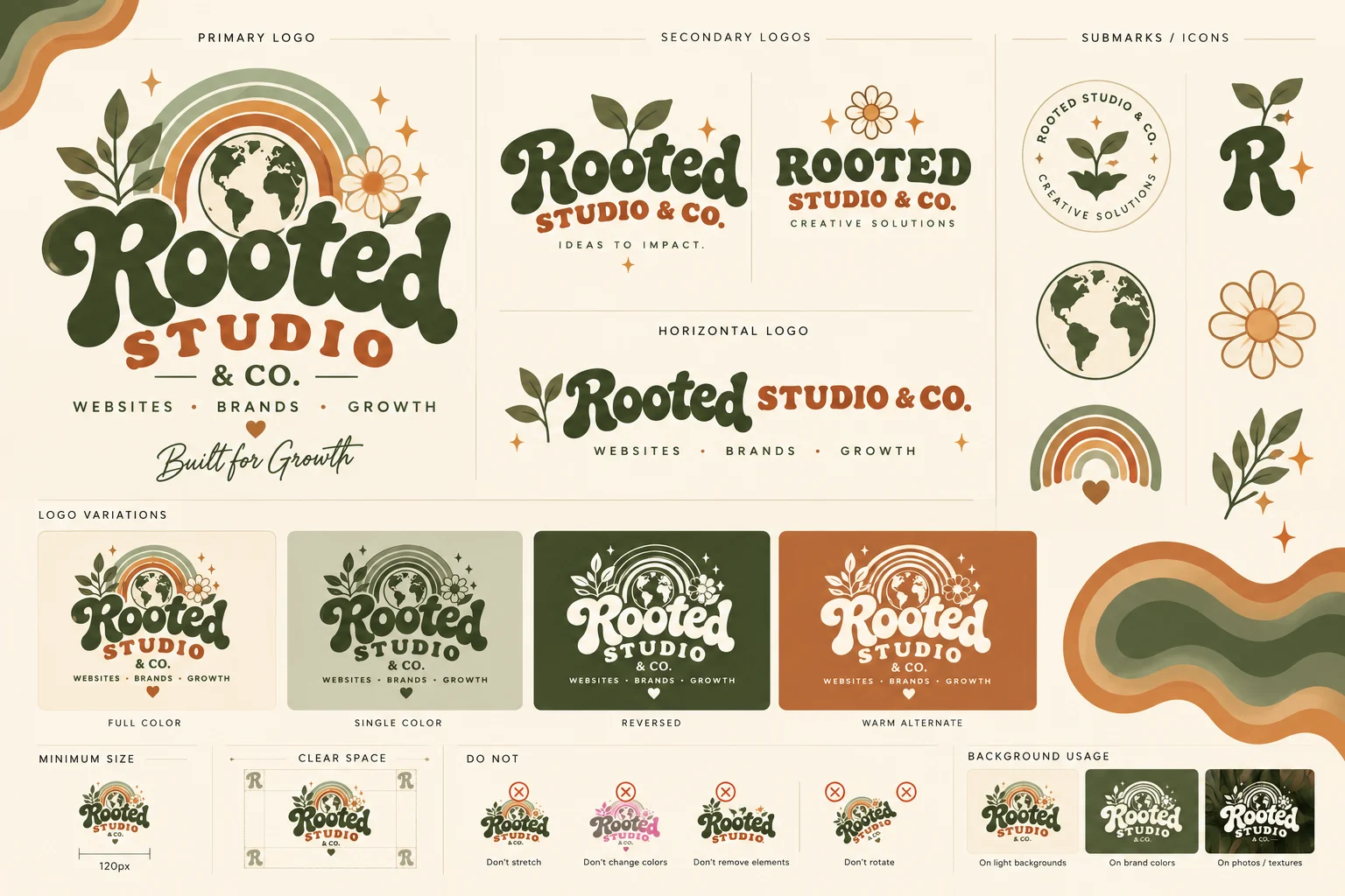 Rooted Studio & Co logo suite