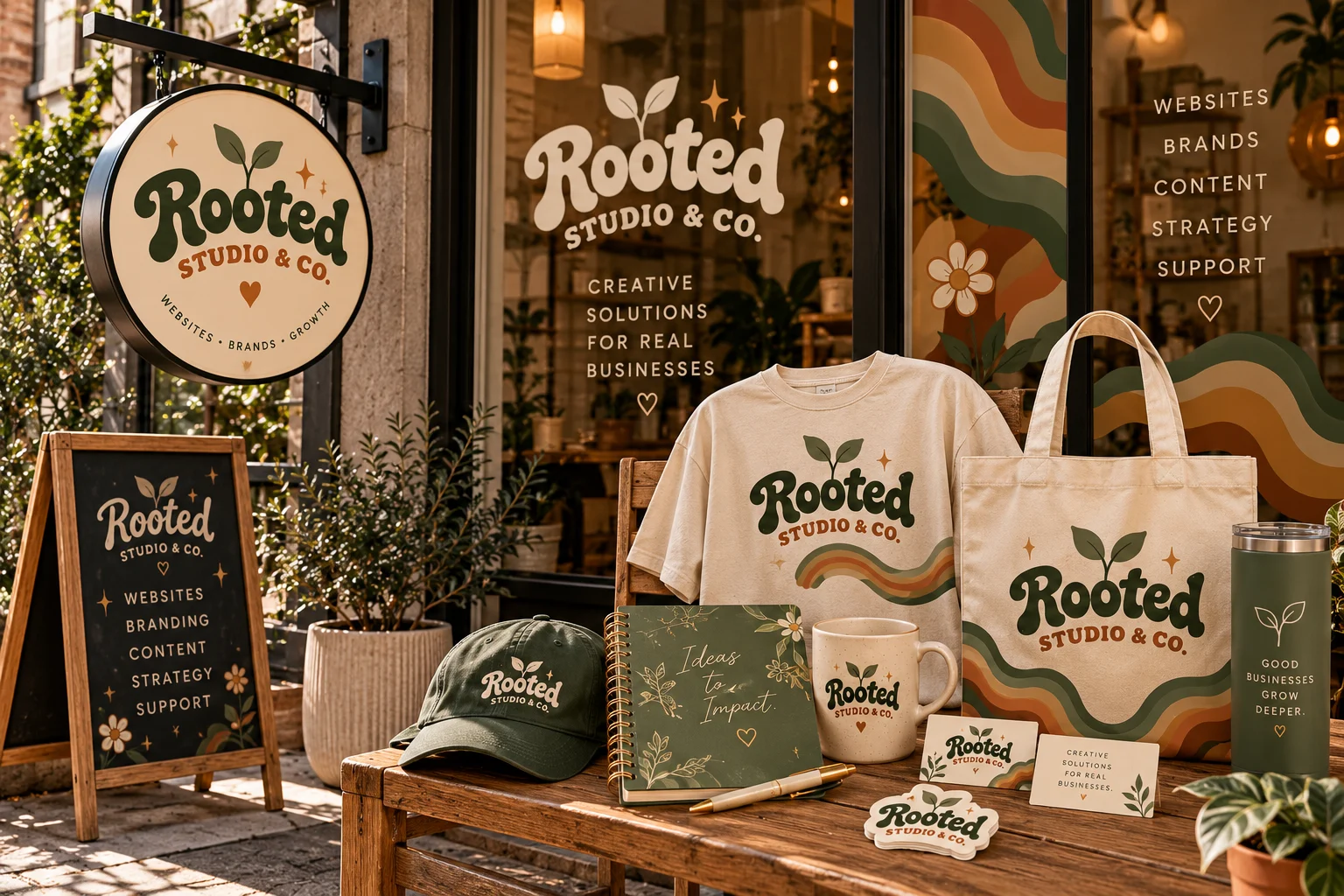 Rooted Studio & Co brand application 2